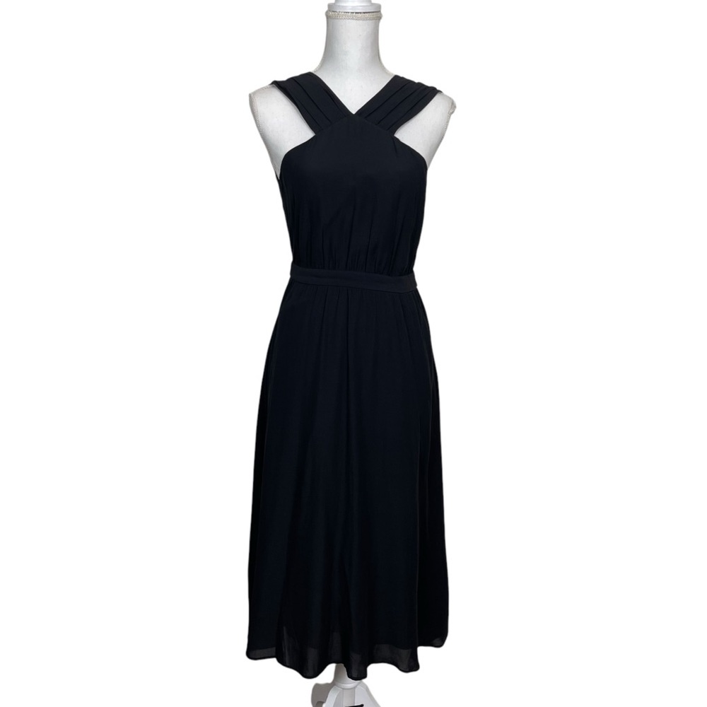 & Other Stories NEW Black Sleeveless High Neck Tie Waist Open Back Midi Dress - Picture 2 of 13